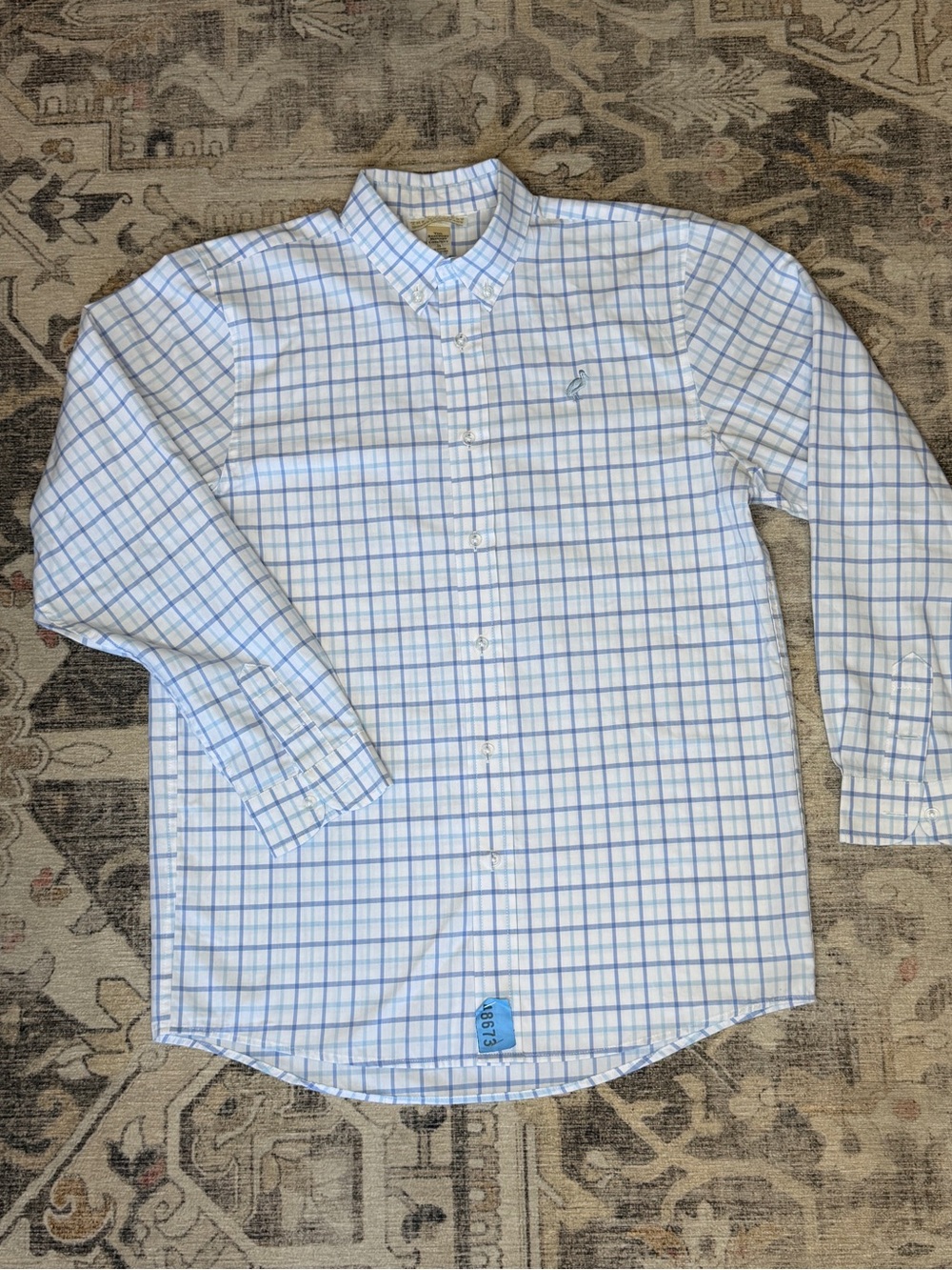 Light Blue Plaid Boys Button-Down Shirt